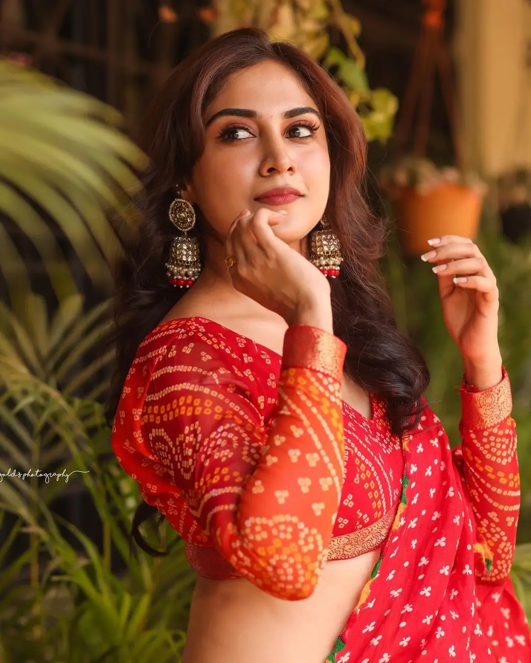 South Indian Actress Rachana Rai in Red Lehenga Choli